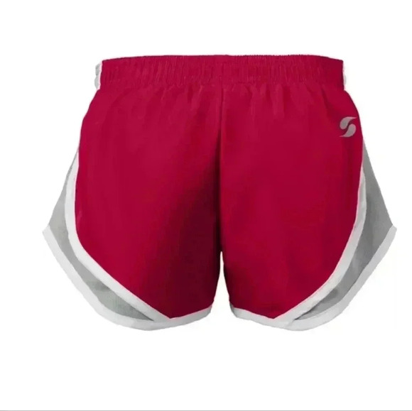 NWT Soffe Girls Low Rise Cardinal Red Silver Shorty Shorts Size Medium Junior - Picture 2 of 3
